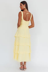 Khlara V-Neck Frill Trim Maxi Dress Butter